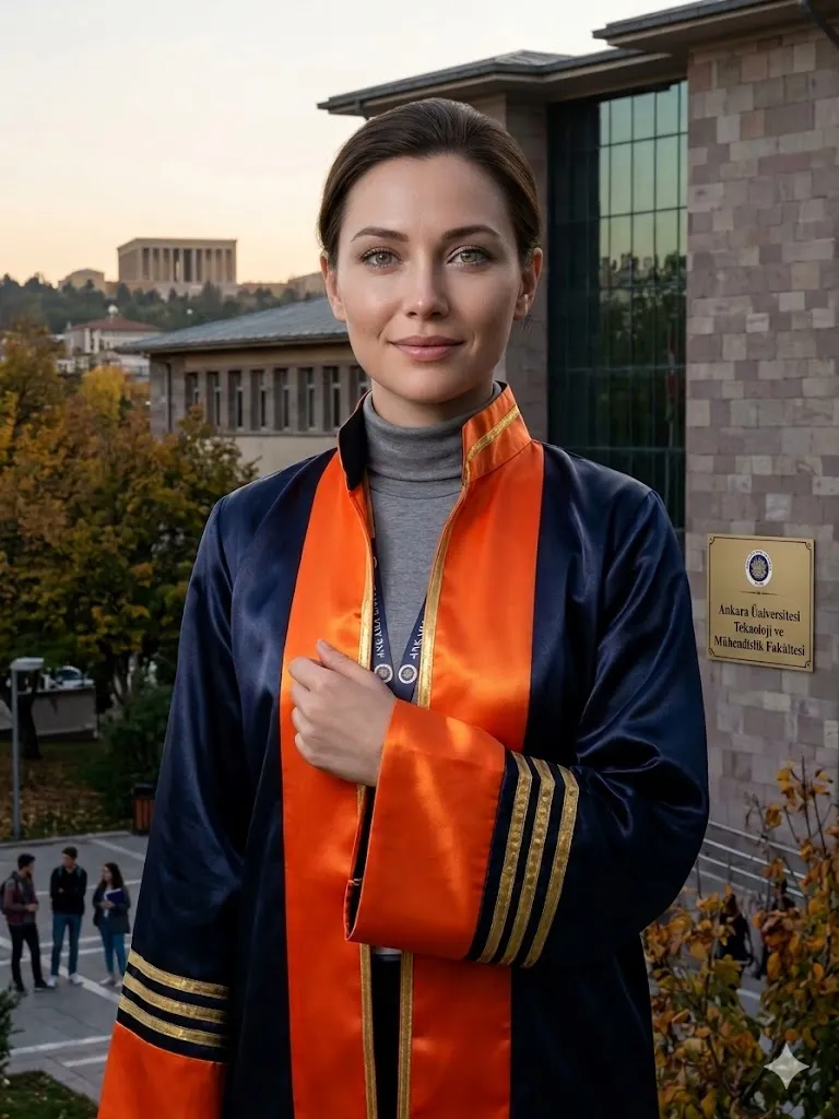 Lacivert Turuncu - Lise Cübbesi - 3 Şeritli Özel Model - Mezuniyet.Net