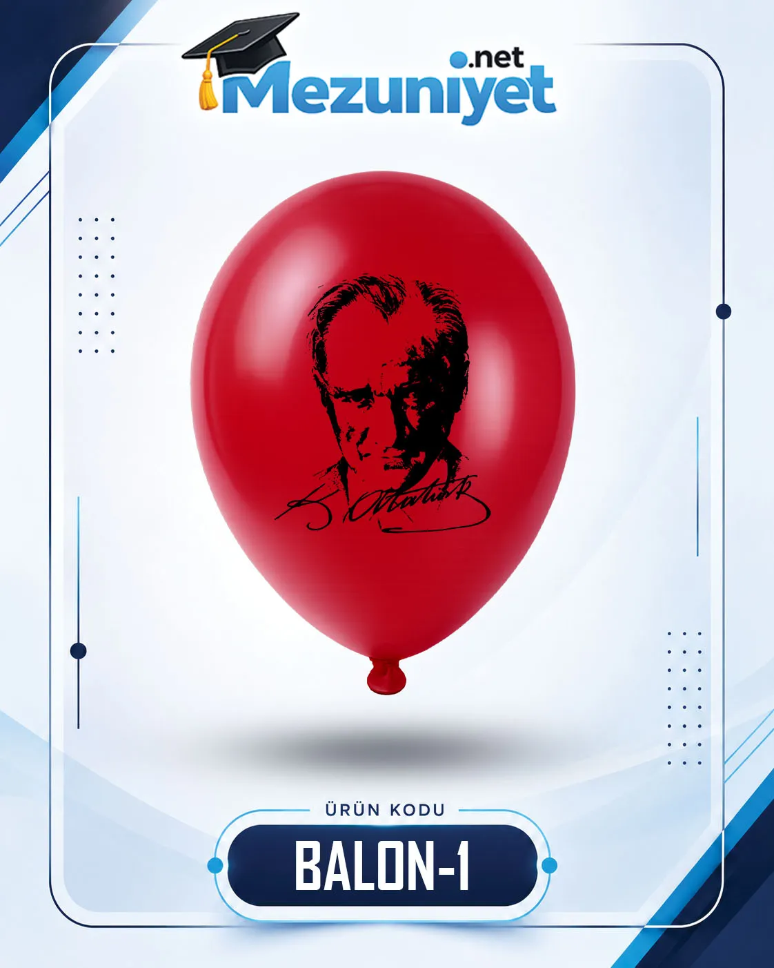 Atatürk Baskılı Balon - Kırmızı (100 Adet) - Mezuniyet.Net