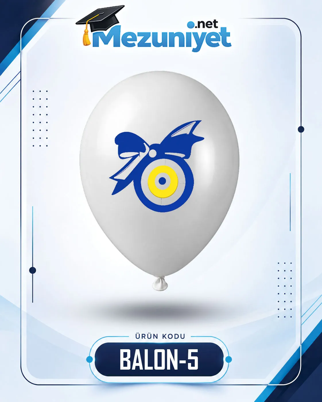 Nazar Boncuk Baskılı Balon - Beyaz (100 Adet) - Mezuniyet.Net