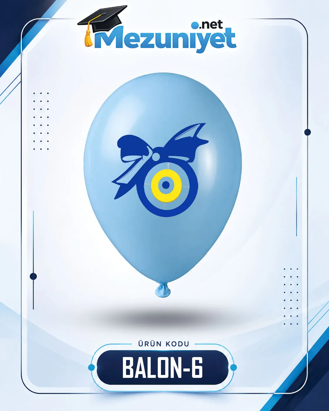 Nazar Boncuk Baskılı Balon - Mavi (100 Adet) - Mezuniyet.Net