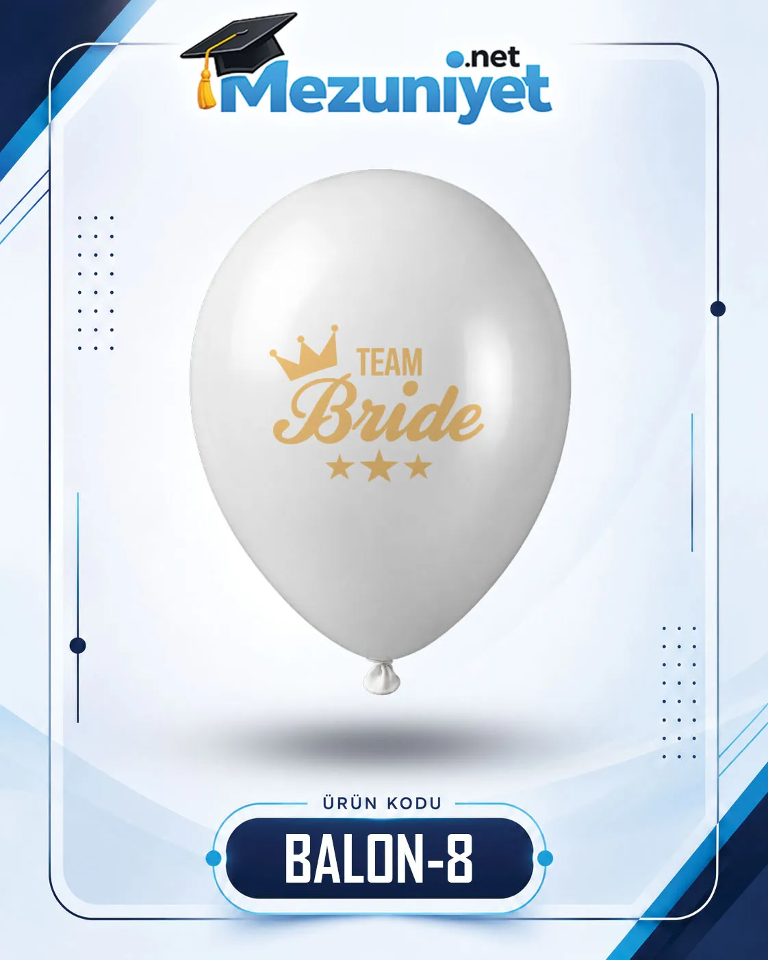 Team Bride Baskılı Balon - Beyaz (100 Adet) - Mezuniyet.Net