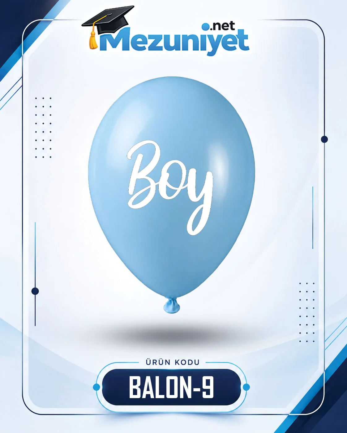It's a Boy Baskılı Balon - Mavi (100 Adet) - Mezuniyet.Net
