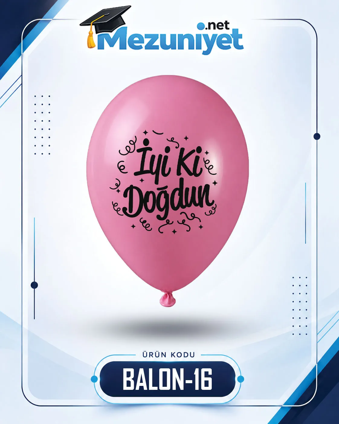 İyi Ki Doğdun Baskılı Balon - Pembe (100 Adet) - Mezuniyet.Net