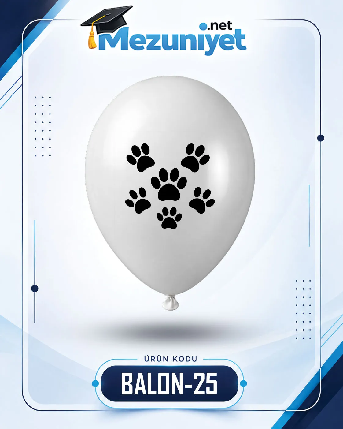 Pati Baskılı Balon - Beyaz (100 Adet) - Mezuniyet.Net