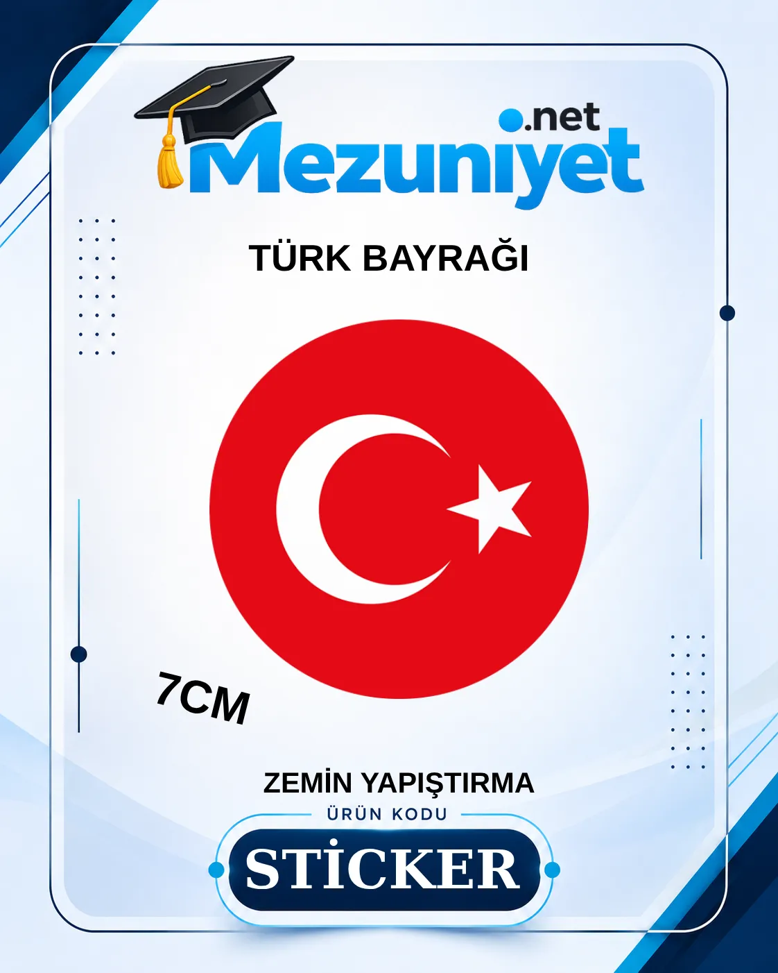Türk bayrağı Sticker - 7cm  - Mezuniyet.Net