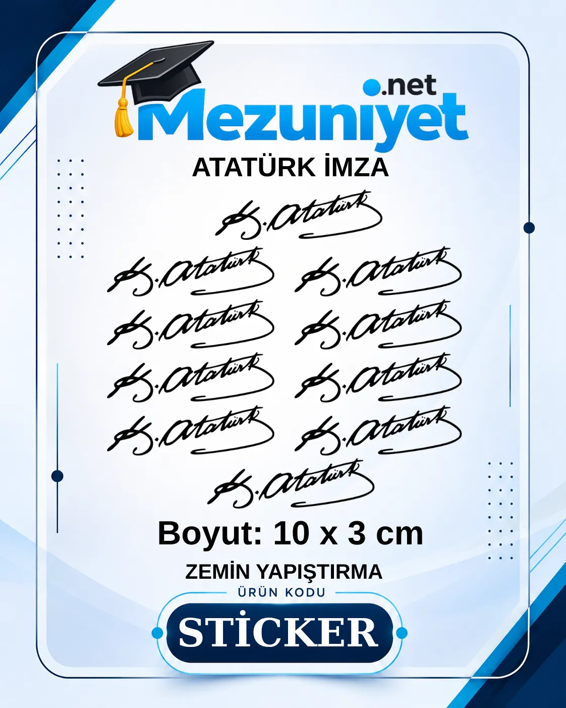 Atatürk İmza - 1 Paket 10 Ad ( 10x3 ) - Mezuniyet.Net