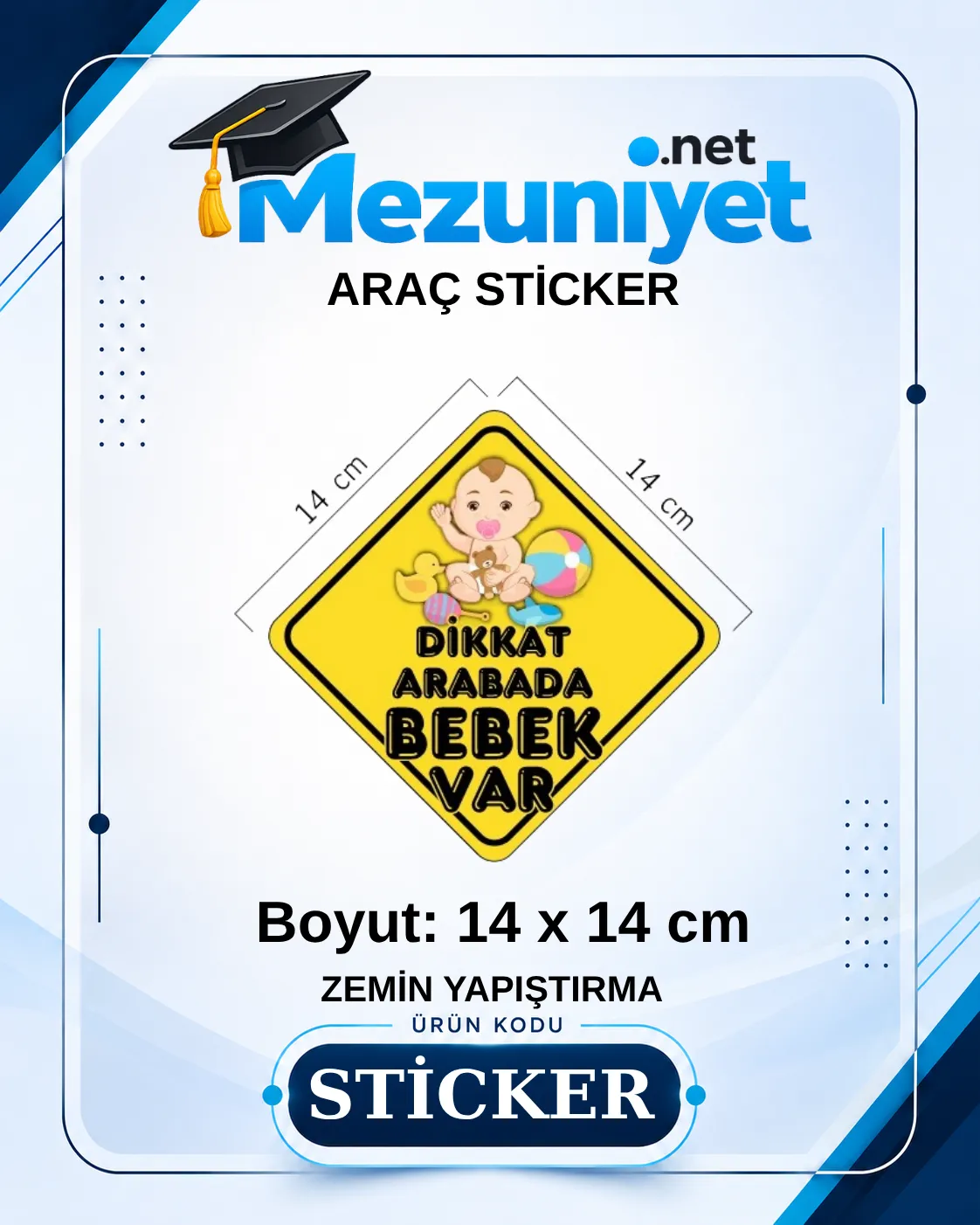 Arabada Bebek Var Sticker - Mezuniyet.Net
