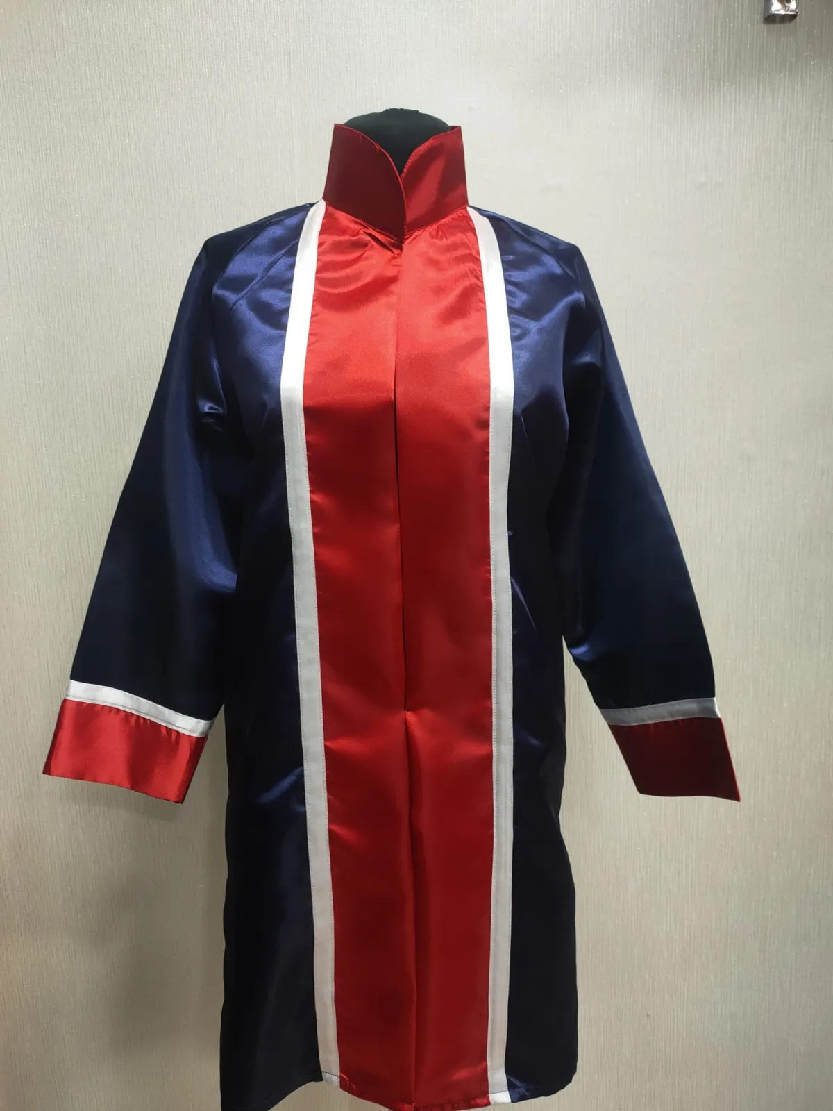 Lacivert Kırmızı - Beyaz Şeritli -Reglan Kol Cübbe