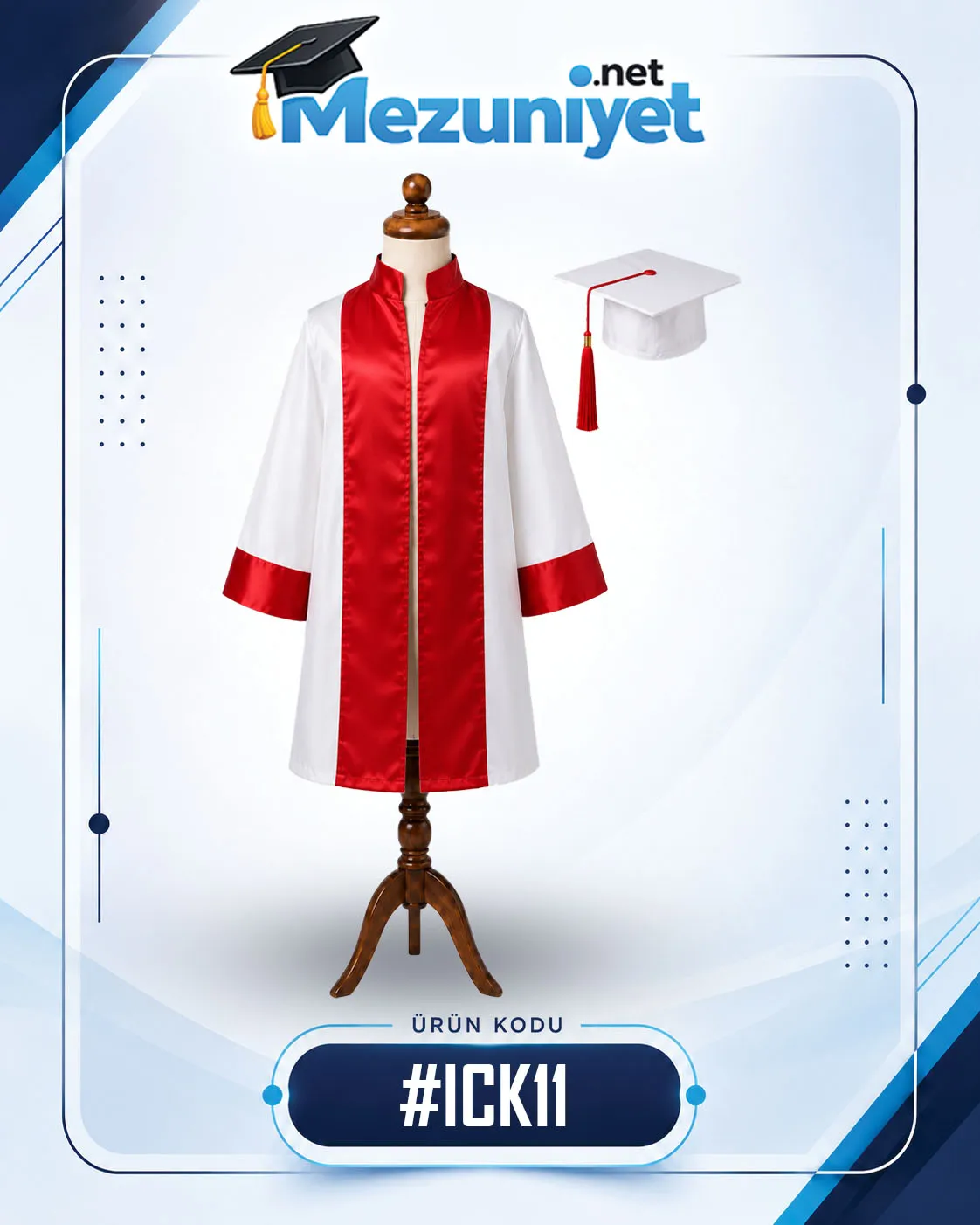 ilkokul - Beyaz Kırmızı Cübbe ve Kep - Mezuniyet.Net
