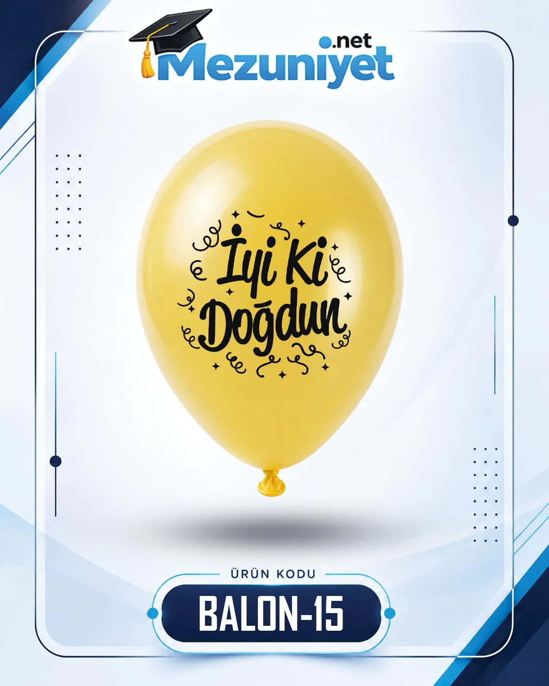 İyi Ki Doğdun Baskılı Balon - Sarı (100 Adet) - Mezuniyet.Net