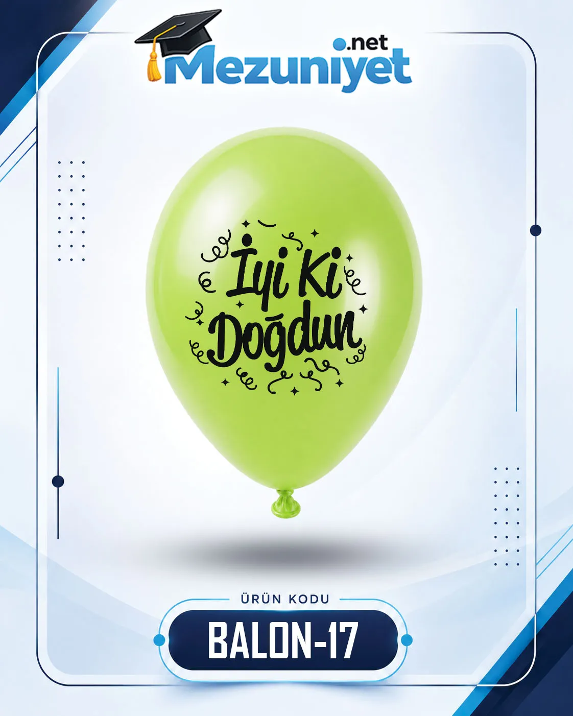 İyi Ki Doğdun Baskılı Balon - Yeşil (100 Adet) - Mezuniyet.Net