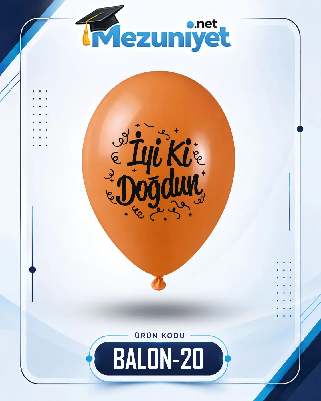 İyi Ki Doğdun Baskılı Balon - Turuncu (100 Adet) - Mezuniyet.Net