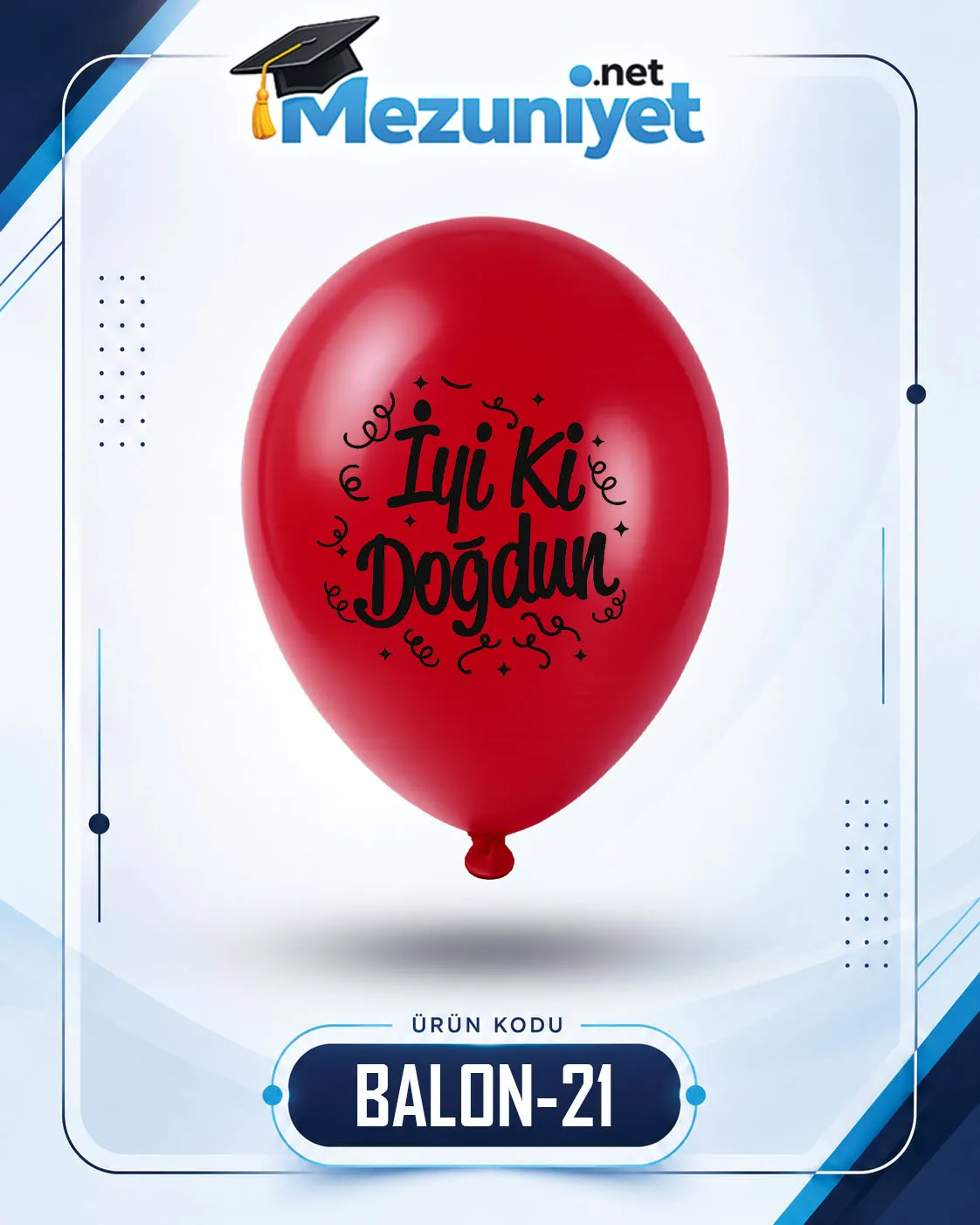İyi Ki Doğdun Baskılı Balon - Kırmızı (100 Adet) - Mezuniyet.Net