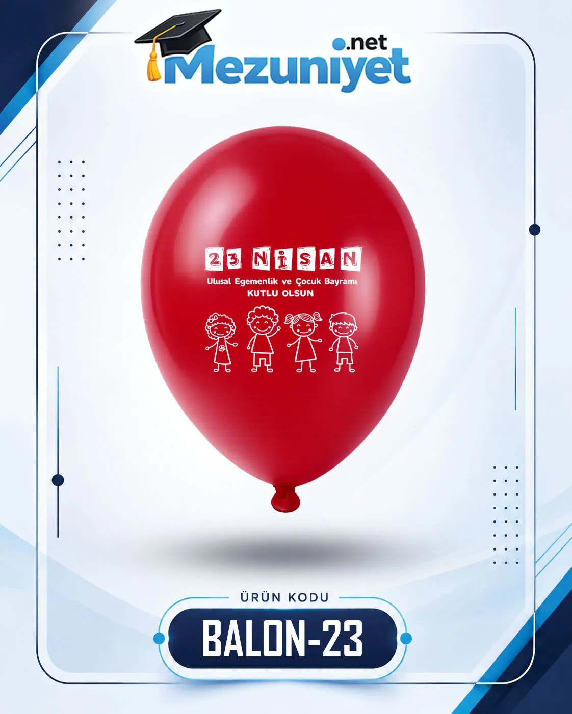 23 Nisan Baskılı Balon - Kırmızı (100 Adet) - Mezuniyet.Net