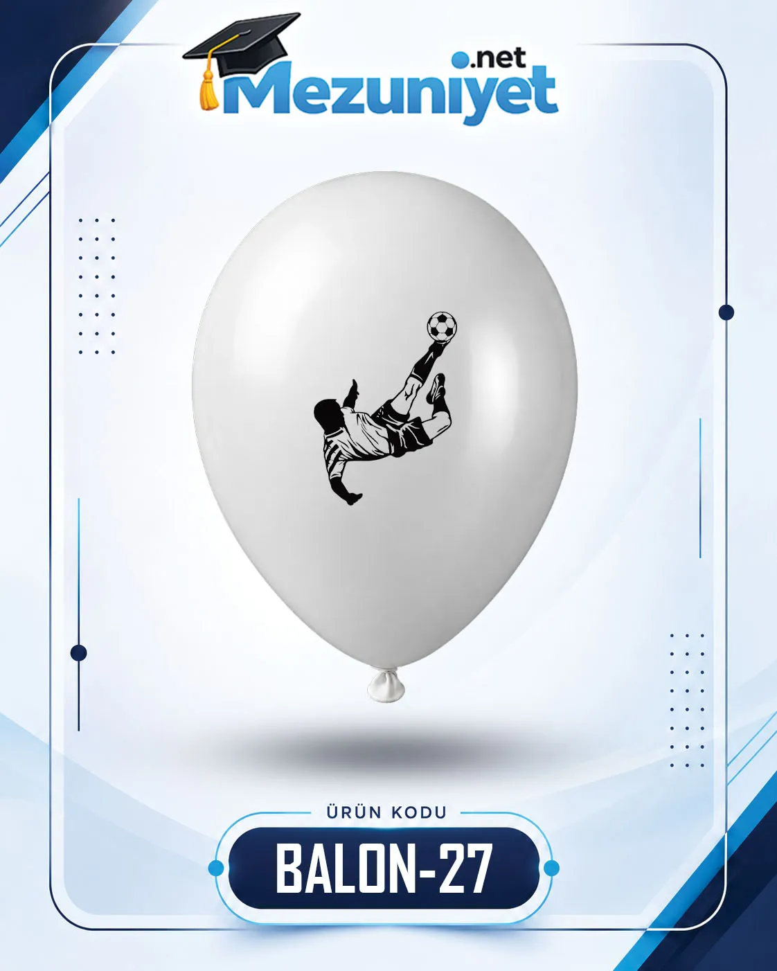 Futbolcu Baskılı Balon - Beyaz (100 Adet) - Mezuniyet.Net