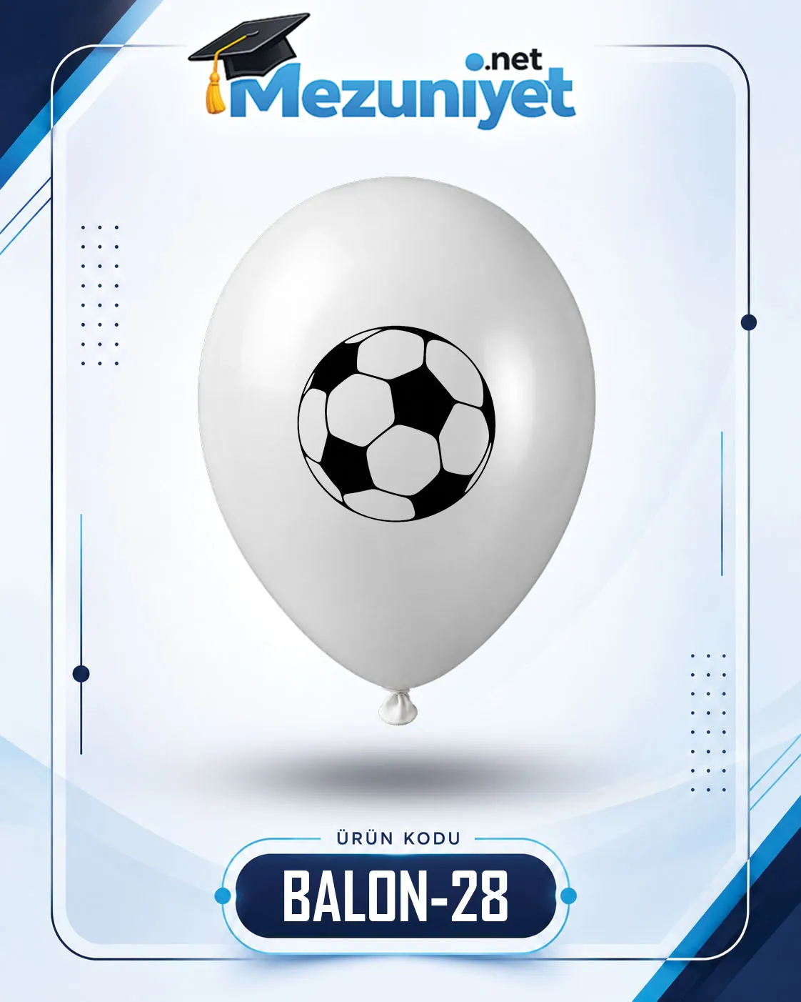 Futbol Topu Baskılı Balon - Beyaz (100 Adet) - Mezuniyet.Net