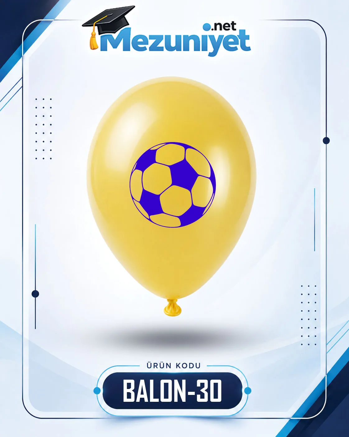 Futbol Topu Baskılı Balon - Sarı (100 Adet) - Mezuniyet.Net