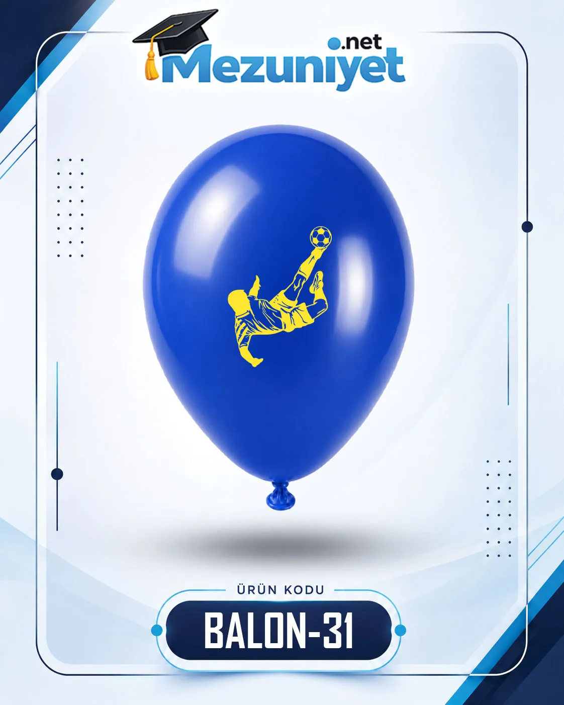 Futbolcu Baskılı Balon - Lacivert (100 Adet) - Mezuniyet.Net