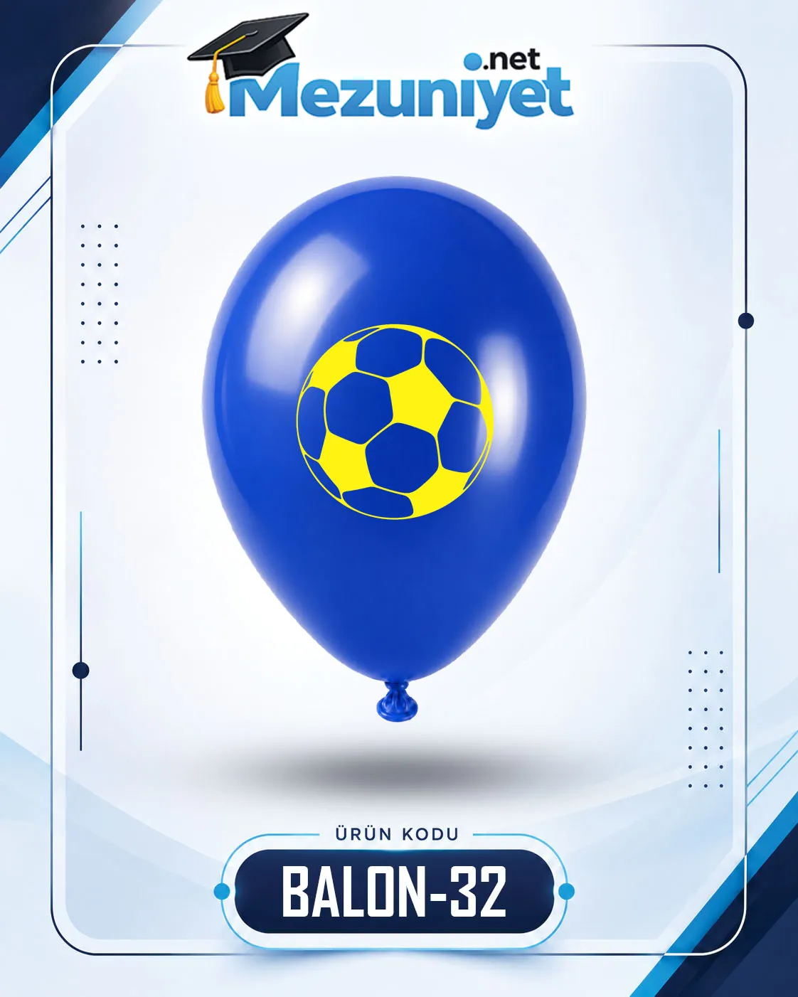 Futbol Topu Baskılı Balon - Lacivert (100 Adet) - Mezuniyet.Net