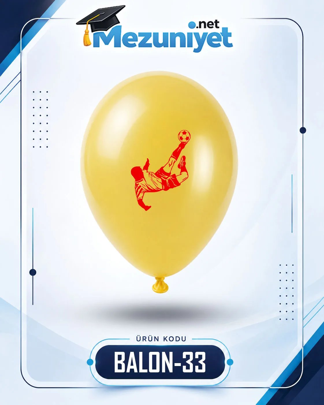 Futbolcu Baskılı Balon - Sarı (100 Adet) - Mezuniyet.Net