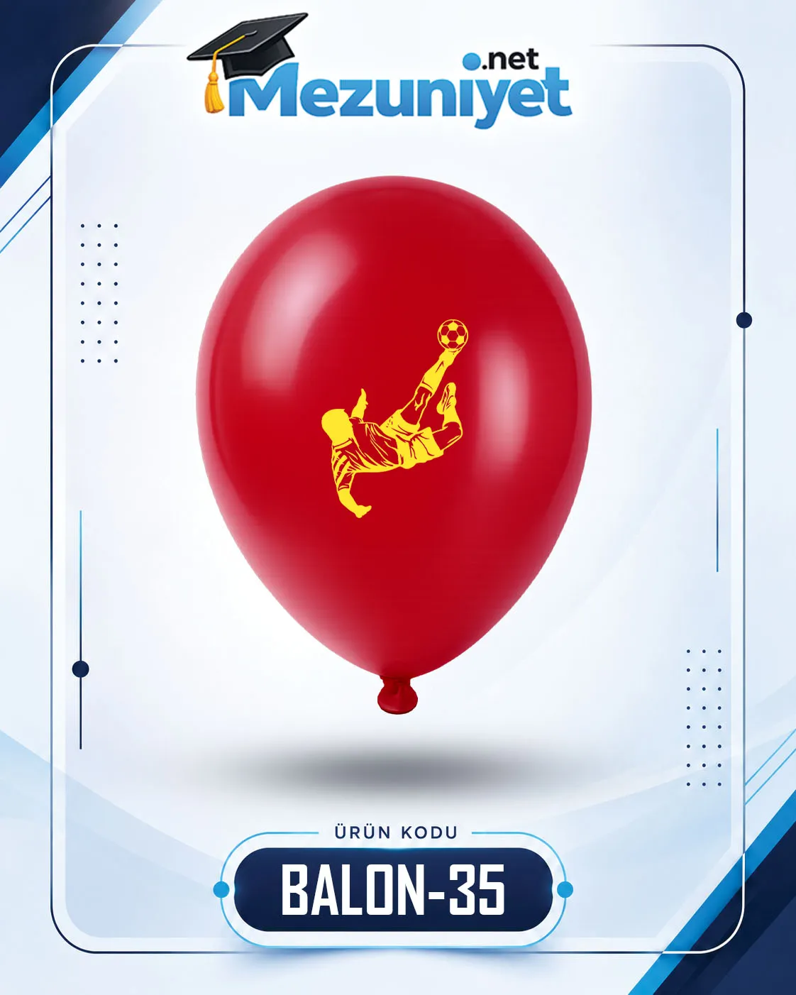 Futbolcu Baskılı Balon - Kırmızı (100 Adet) - Mezuniyet.Net