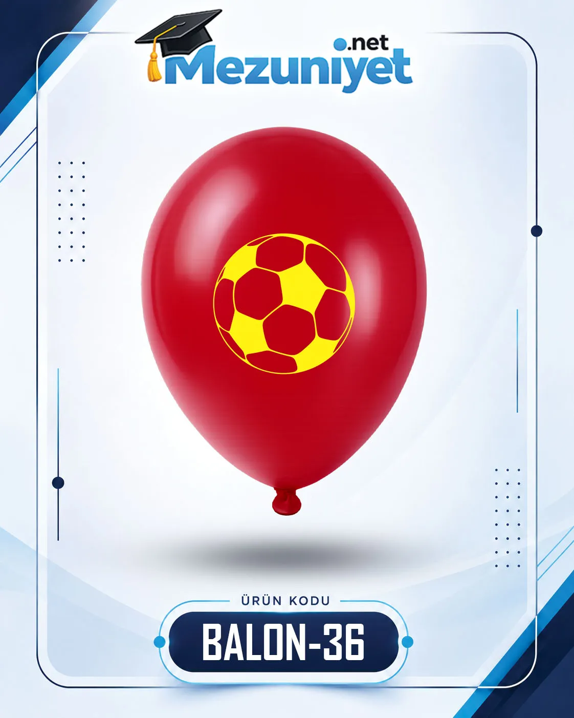 Futbol Topu Baskılı Balon - Kırmızı (100 Adet) - Mezuniyet.Net