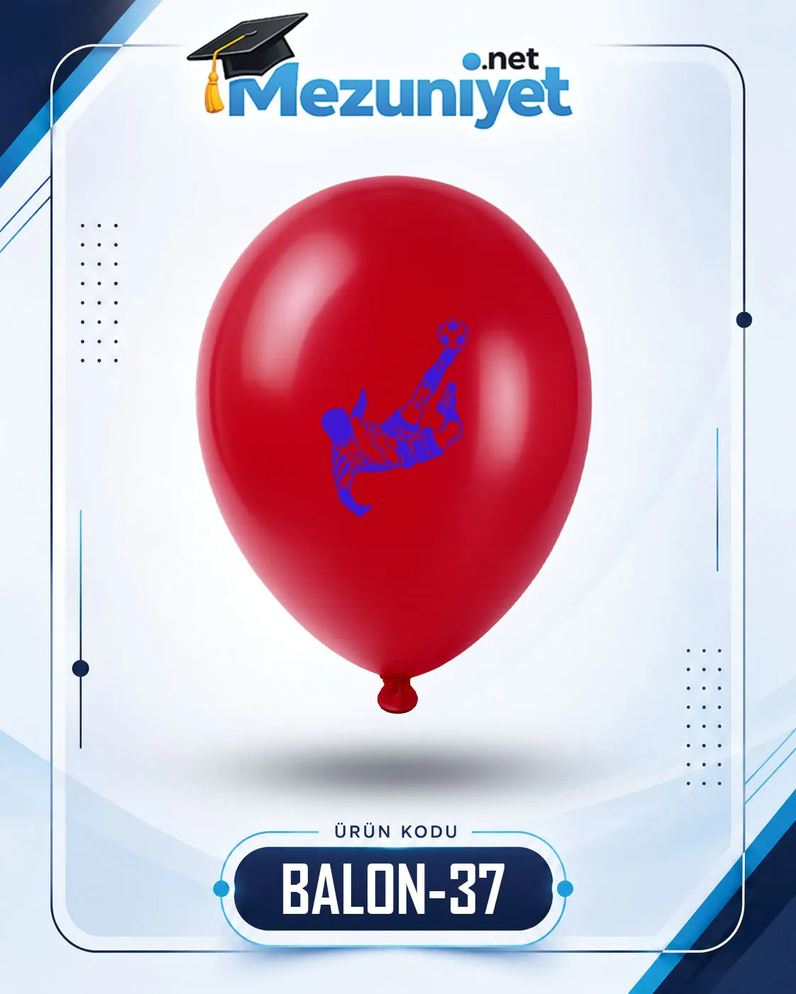 Futbolcu Baskılı Balon - Kırmızı (100 Adet) - Mezuniyet.Net