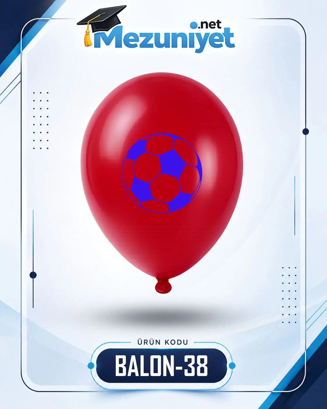 Futbol Topu Baskılı Balon - Kırmızı (100 Adet) - Mezuniyet.Net