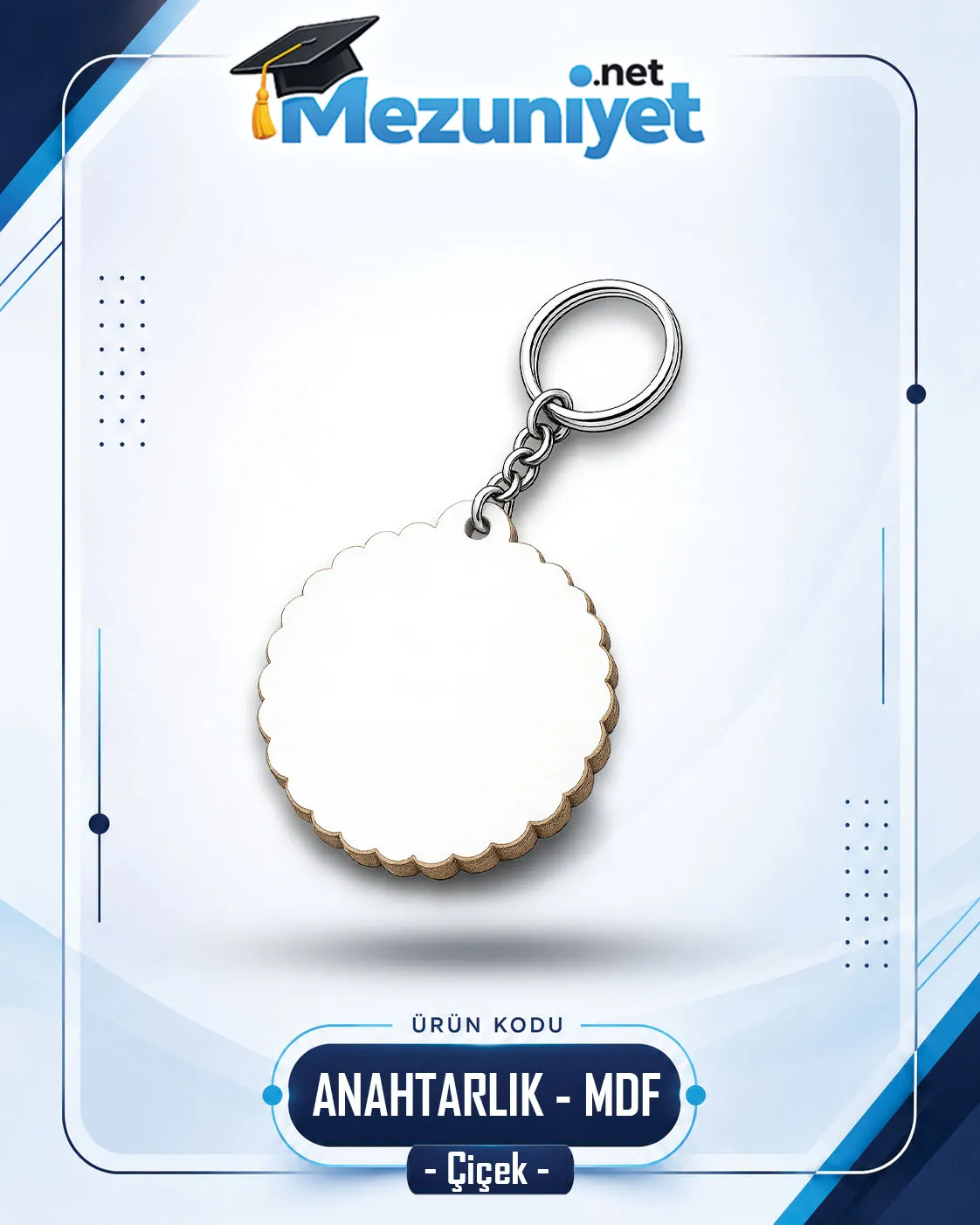 Çiçek Model Anahtarlık - MDF - Mezuniyet.Net