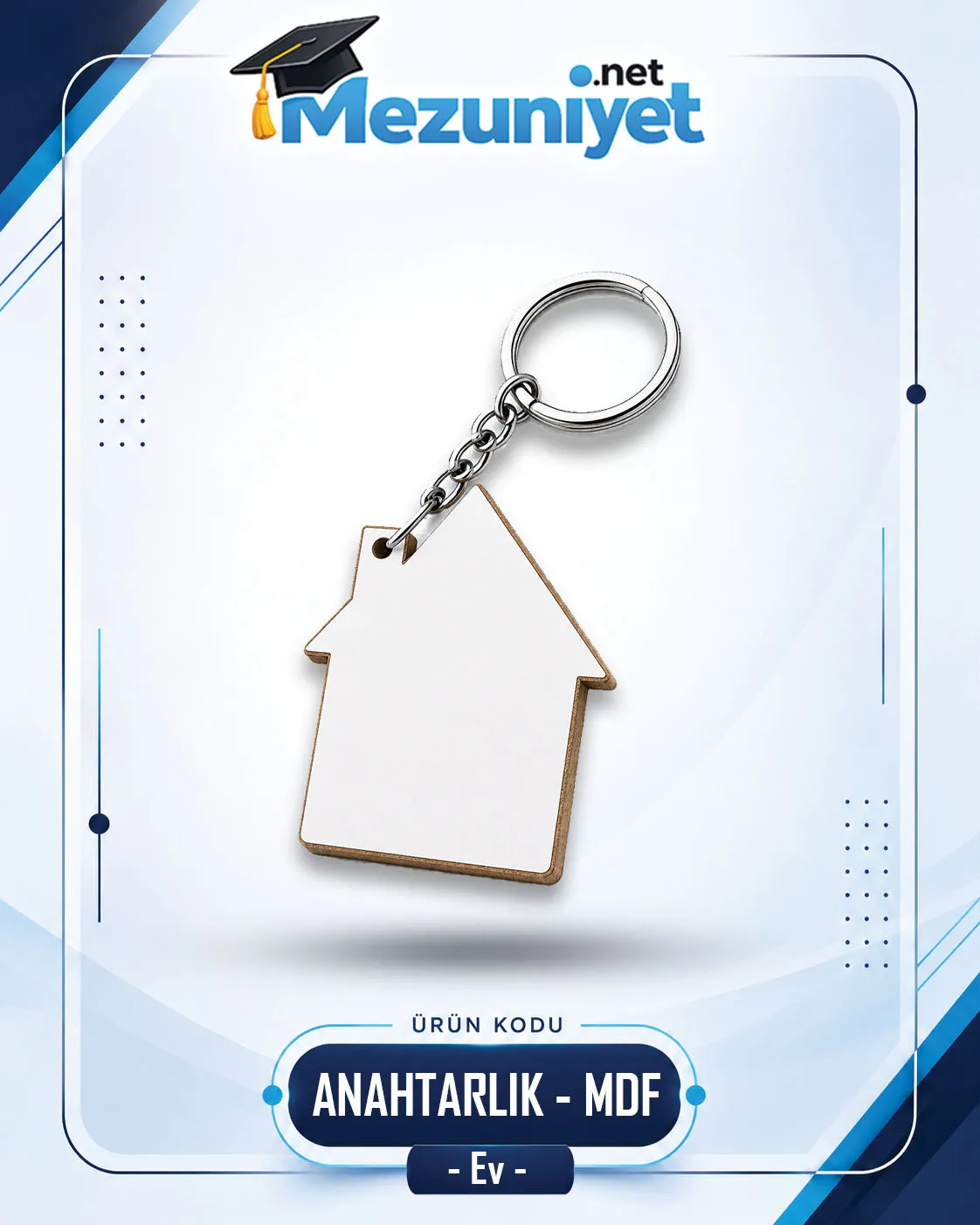 Ev Model Anahtarlık - MDF - Mezuniyet.Net