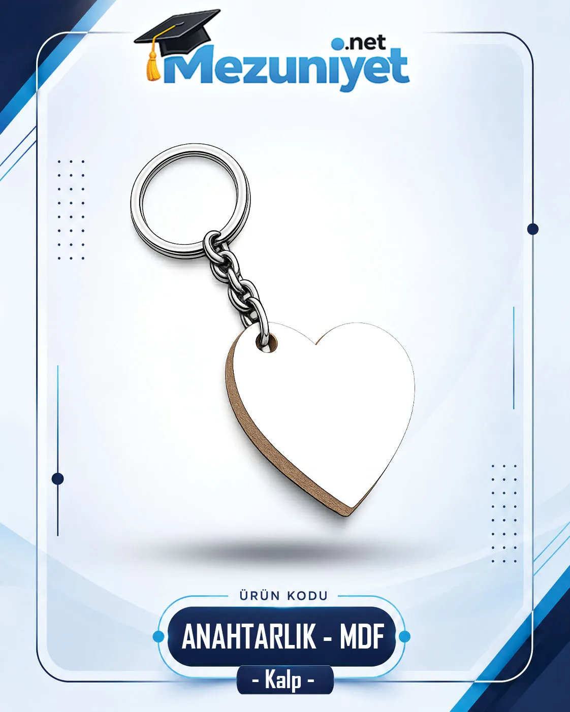 Kalp Model Anahtarlık - MDF - Mezuniyet.Net
