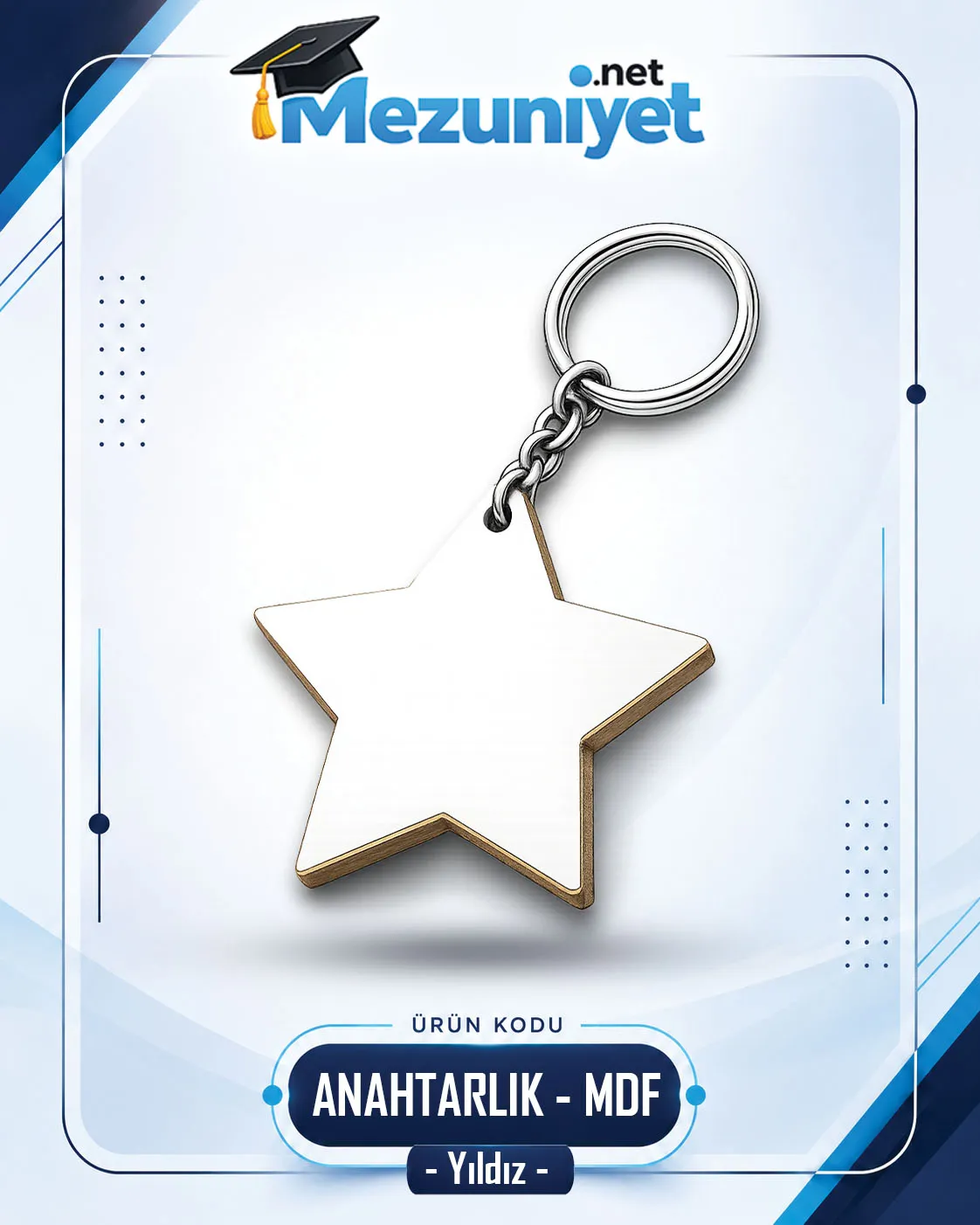Yıldız Model Anahtarlık - MDF - Mezuniyet.Net