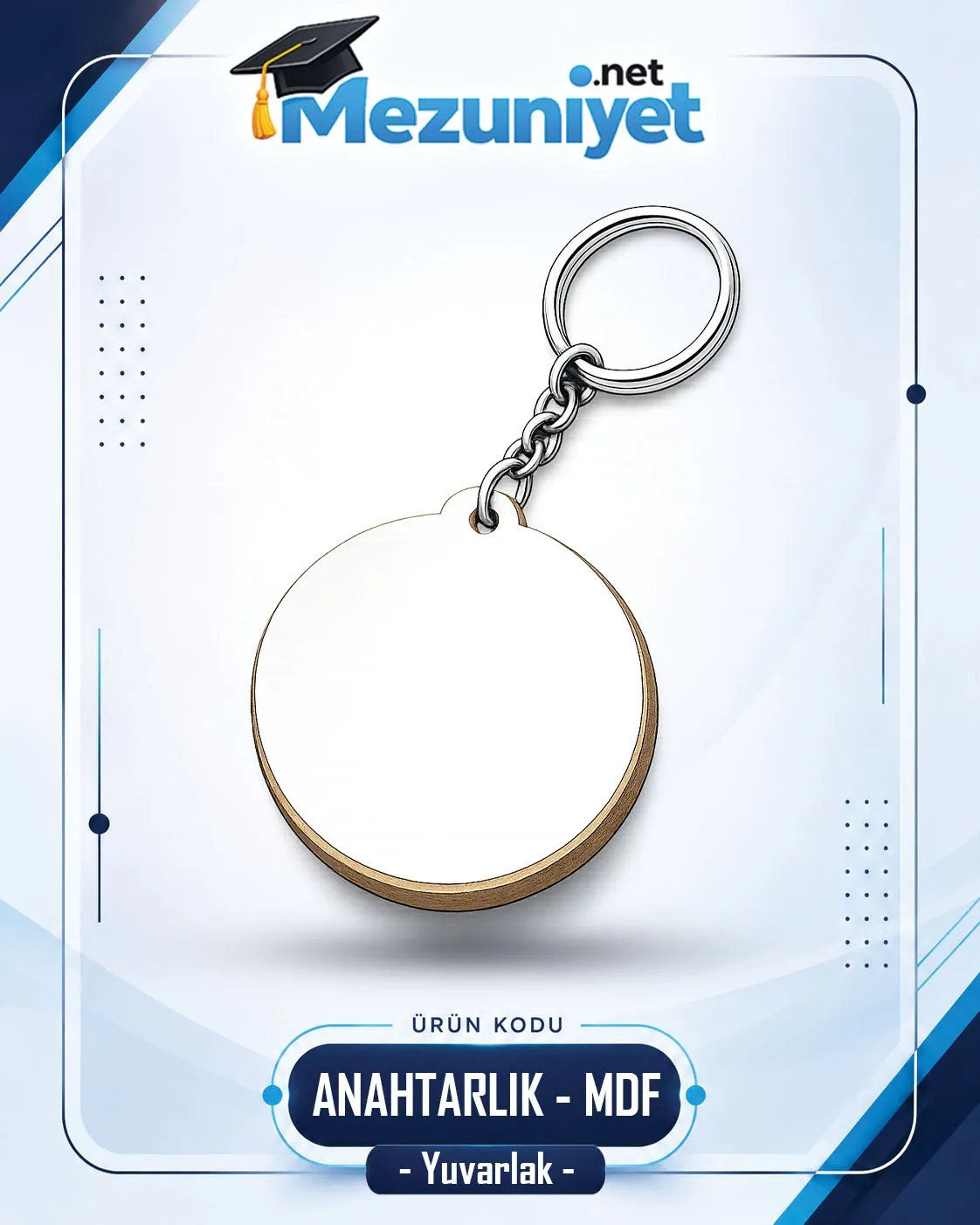 Yuvarlak Model Anahtarlık - MDF - Mezuniyet.Net