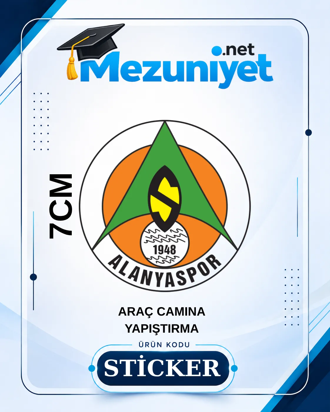 Alanyaspor Oto Sticker - 7cm Yapışkanlı - Mezuniyet.Net