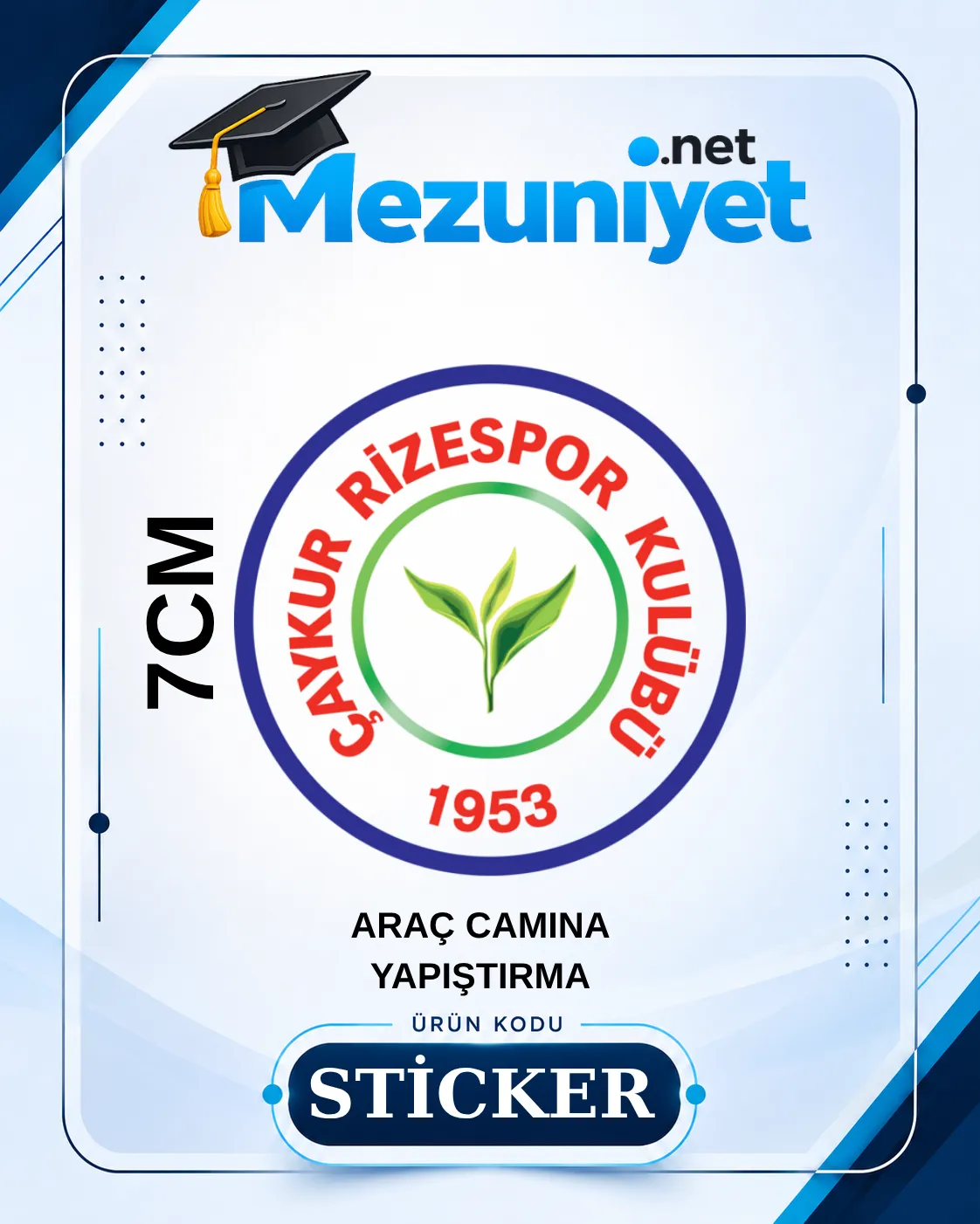 Çaykur Rize Spor Oto Sticker - 7cm Yapışkanlı - Mezuniyet.Net