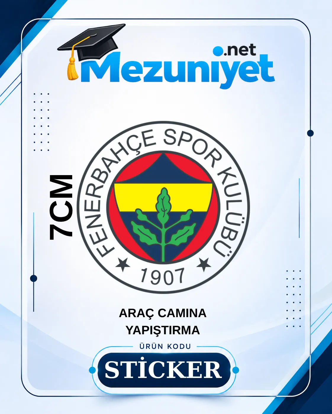 Fenerbahçe Oto Sticker - 7cm Yapışkanlı - Mezuniyet.Net