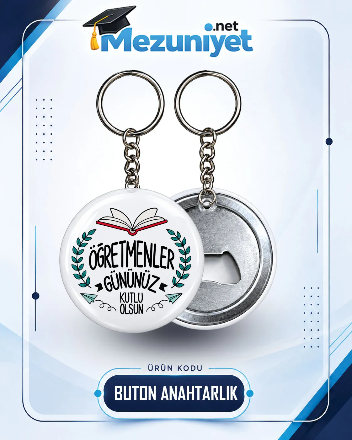Öğretmenler Günü Buton Anahtarlık - 58mm - Mezuniyet.Net
