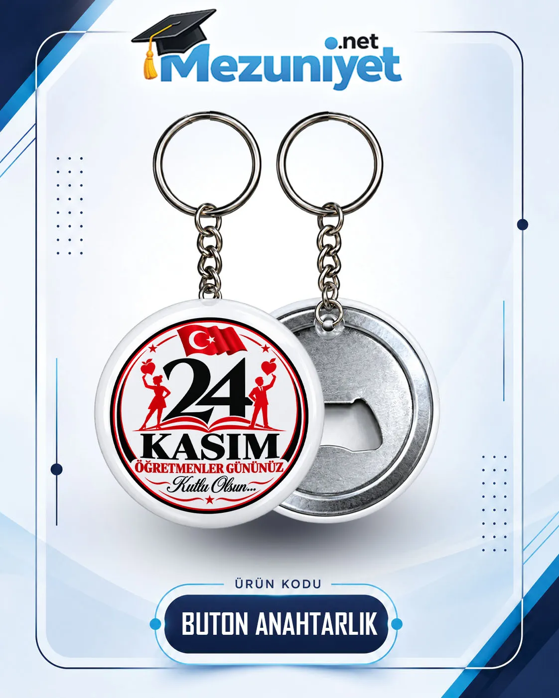 Öğretmenler Günü Buton Anahtarlık - 58mm - Mezuniyet.Net